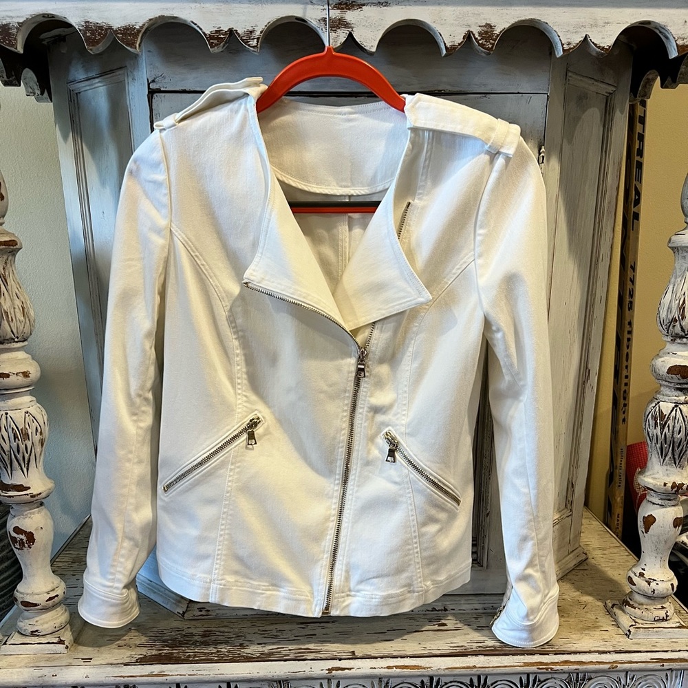Trina Turk White denim biker Jacket